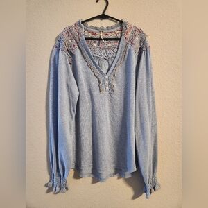 Free People Women’s Siesta Fiesta top in light blue size small